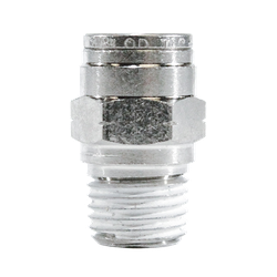 Midland Metal 20059NIC Adapter with Nickel Collet, 3/8 in Push to Connect x 3/8 in MPT, Brass, Nickel-Plated