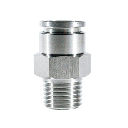 Midland Metal 20063SS Connector, 1/2 in Push-In Tube x 1/2 in MPT, Stainless Steel