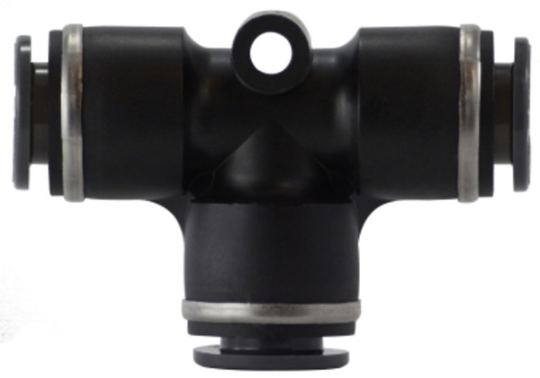Midland Metal 640406C Reducing Union Tee, 1/4 in Push-In Tube x 1/4 in Push-In Tube x 3/8 in Push-In Tube