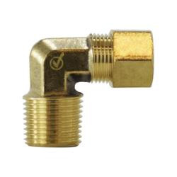 AMC 700069-0408 90 deg Elbow, 1/4 in Compression x 1/2 in MNPTF, Brass