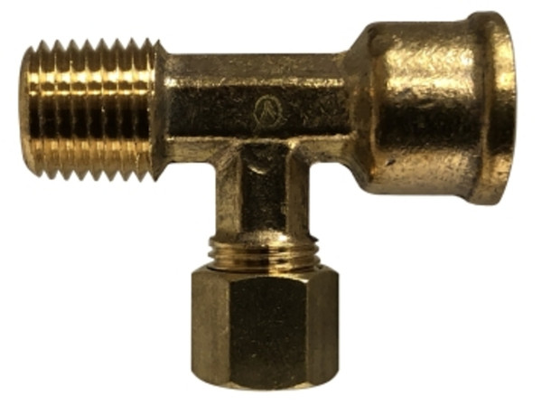 AMC 700076-0404 Tee, 1/4 in FIP x 1/4 in MIP x 1/4 in Compression, Brass