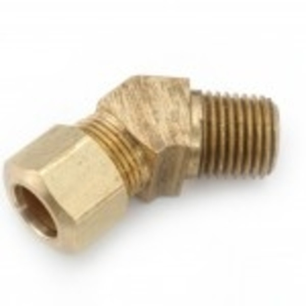 AMC 700095-0606 45 deg Elbow, 3/8 in Compression x 3/8 in MNPTF, Brass