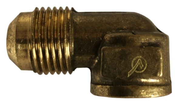 AMC 704050-0608 90 deg Elbow, 3/8 in 45 deg Female Flared x 1/2 in FIP, Brass