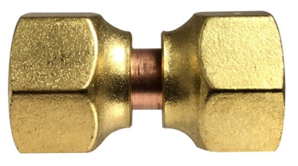 AMC 704075-0806 Reducing Swivel Coupling, 1/2 in 45 deg Female Flared x 3/8 in 45 deg Female Flared, Brass