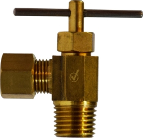 AMC 709103-0404 Needle Valve, 1/4 x 1/4 in Nominal, Compression x MIP, Brass Body