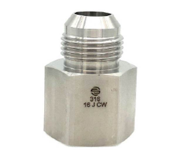 Stainless Adapters SS2405-20-20 Pipe Adapter, 1-1/4 in Male 37 deg JIC Flared x 1-1/4 in FNPT, Stainless Steel
