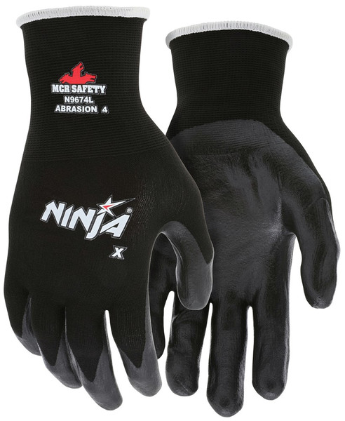 Mcr Safety N9674M Ninja X 15 Gauge Blk Nylon/Spandex Shell Blk Bi- (12 Pairs)