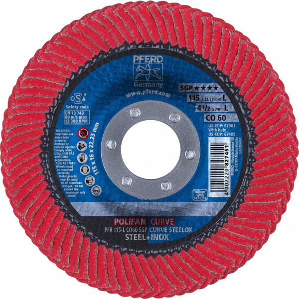Pferd 67381 4-1/2 X 7/8 Polifan Curve Ceramic Lrg Rd 60G