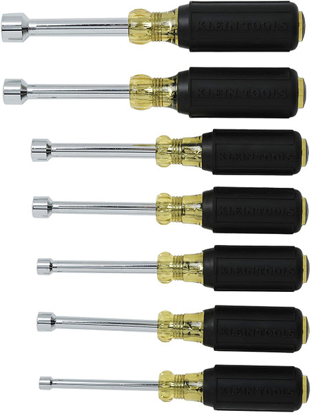Klein Tools 631 Nut Driver Set, 3-Inch Shafts, Cushion-Grip, 7-Piece