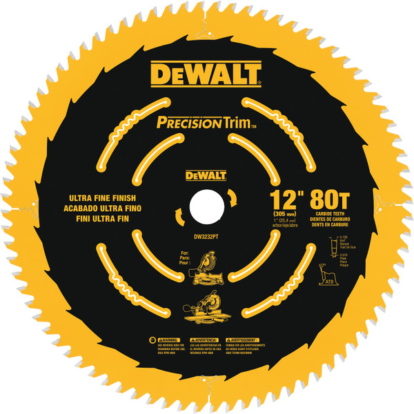Dewalt DW3216PT 12" 60T Precision Trim Blade