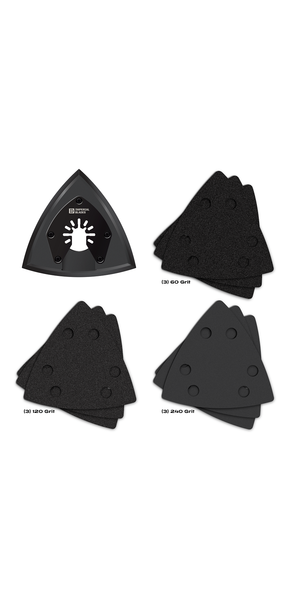 Milwaukee IBOTSPV-10 Imperial Blades IBOTSPV-10 One Fit 3-1/2" Oscillating Triangle Sanding Pad + Sandpaper Variety Pack, 10PC