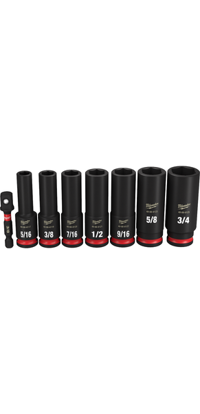 Milwaukee 49-66-7024 8PC SHOCKWAVE Impact Duty 3/8" Drive SAE Deep 6 Point Socket Set