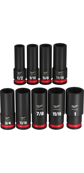 Milwaukee 49-66-7022 9PC SHOCKWAVE Impact Duty 1/2" Drive SAE Deep 6 Point Socket Set