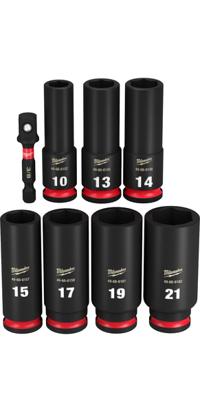 Milwaukee 49-66-7021 8PC SHOCKWAVE Impact Duty 3/8" Drive Metric Deep 6 Point Socket Set