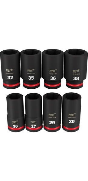 Milwaukee 49-66-7020 8PC SHOCKWAVE Impact Duty 3/4" Drive Metric Deep 6 Point Socket Set