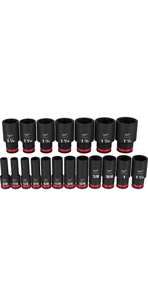 Milwaukee 49-66-7012 19PC SHOCKWAVE Impact Duty 1/2" Drive SAE Deep 6 Point Socket Set