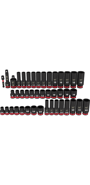 Milwaukee 49-66-7009 43PC SHOCKWAVE Impact Duty 3/8" Drive SAE & Metric Deep 6 Point Socket Set