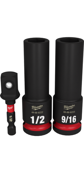 Milwaukee 49-66-4485 3PC SHOCKWAVE Impact Duty 1/2" Drive SAE Deep 6 Point Socket Set