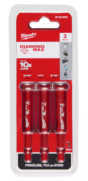 Milwaukee 49-56-0500 DIAMOND MAX Diamond Grit Hole Saw 3 PC Set