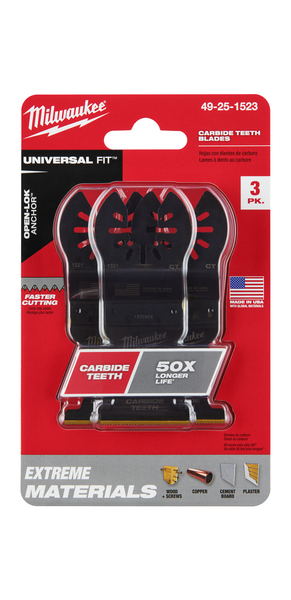Milwaukee 49-25-1523 OPEN-LOK 1-3/8" Carbide Teeth Multi-Material Multi-Tool Blades 3PK