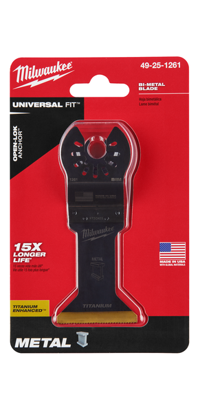 Milwaukee 49-25-1261 OPEN-LOK 1-3/4" TITANIUM CHARGED Bi-Metal Multi-Material Multi-Tool Blade