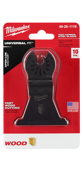 Milwaukee 49-25-1119 OPEN-LOK 2-1/2" HCS Wood Multi-Tool Blades 10PK