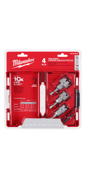 Milwaukee 49-22-8610 One-Piece Carbide Hole Cutter Set: 4PC