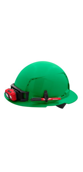 Milwaukee 48-73-1207 Green Full Brim Vented Hard Hat w/4pt Ratcheting Suspension - Type 1, Class C