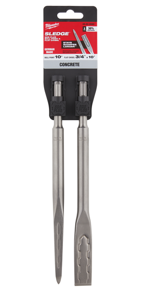 Milwaukee 48-62-6080 SDS PLUS SLEDGE Bull Point & Flat Chisel 2 Pack