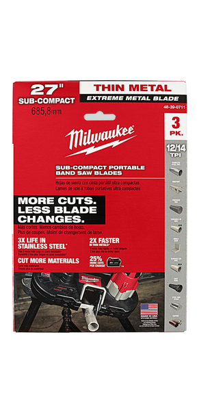 Milwaukee 48-39-0711 Extreme Thin Metal Band Saw Blades 3PK Sub Compact