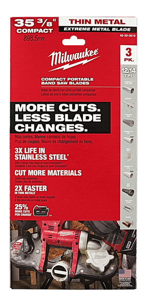 Milwaukee 48-39-0619 Extreme Thin Metal Band Saw Blades 3PK Compact