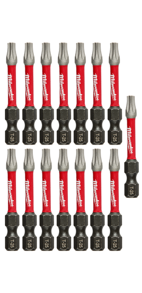 Milwaukee 48-32-5015 SHOCKWAVE 2 in. Impact T25 Power Bits (15 Pack)
