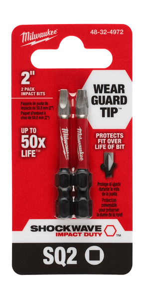 Milwaukee 48-32-4972 SHOCKWAVE 2" SQ2 Impact Bit 2PK