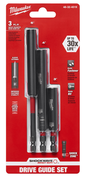 Milwaukee 48-32-4519 SHOCKWAVE 3-Piece Impact Magnetic Drive Guide Set