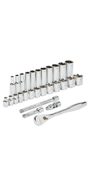Milwaukee 48-22-9408 3/8 in. Drive 28 pc. Ratchet & Socket Set- SAE