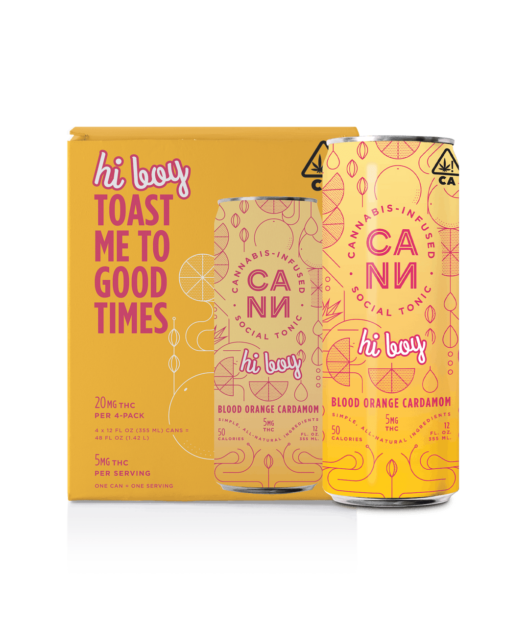 Cann Hi Boy Blood Orange Cardamom THC Seltzer 4pk cans - Haskell's