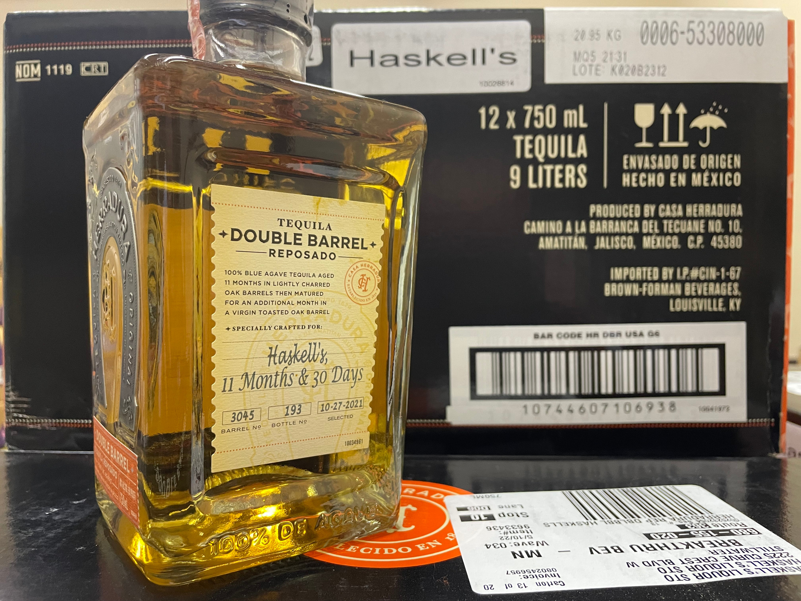 Herradura Haskell's Double Barrel Reposado Tequila HSB 750ml Haskells