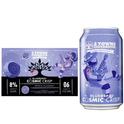 2 Towns Blueberry Cosmic Crisp Cider 6pk cans