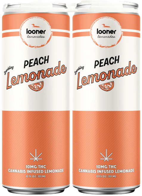 Looner Lemonade Peach 10mg THC Seltzer 4pk cans