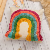 Rainbow Throw Pillow Cover Pillow Sham | 18x18 Inch | Cotton with Tufted Tassels | Boho Throw Pillow Rainbow Throw Pillow Cover Pillow Sham | 18x18 Inch | Cotton with Tufted Tassels | Boho Throw Pillow