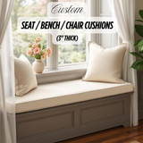 Custom Made 3 Inch Rectangular Indoor & Outdoor Seat & Bench Cushions USA | For Patio Chairs, Sofas, and More | Choose Your Fabric: Velvet, Linen, Organic Cotton Custom Made 3 Inch Rectangular Indoor & Outdoor Seat & Bench Cushions USA | For Patio Chairs, Sofas, and More | Choose Your Fabric: Velvet, Linen, Organic Cotton