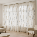 Embroidered Linen Sheer Curtains – Botanical Pattern – Light Filtering – 4 Color Options – Custom Sizes Embroidered Linen Sheer Curtains – Botanical Pattern – Light Filtering – 4 Color Options – Custom Sizes