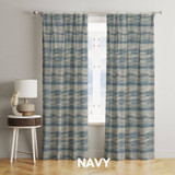 Abstract Textured Pinch Pleated Linen Curtains Light Filtering or Blackout. Single or Set of 2 Curtains