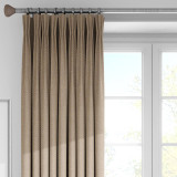 Organic Linen Herringbone Textured Triple Pinch Pleated Curtains Choose Between Blackout or Light Filtering Cotton Liner