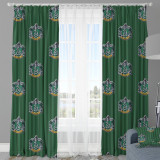 Magical Slytherin House Harry Potter Curtains - Organic Cotton, Pinch Pleated, Light Filtering or Insulating Blackout Liner, Single or Set of 2 Curtains, Perfect for Kids' Room and Nursery