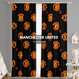Manchester United Themed Organic Cotton Pinch Pleated Curtains - Customizable Sizes, Blackout or Light Filtering Options - Single Curtain or Set of 2 | Licensed English Premier League Fan Decor