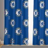 Chelsea FC Themed Organic Cotton Pinch Pleated Curtains - Customizable Sizes, Blackout or Light Filtering Options - Single Curtain or Set of 2 | Licensed English Premier League Fan Decor