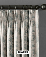 Organic Linen Dual Pinch Pleated Curtains: Natural Linen Color, Floral Hand-Painted Design | Blackout/Light Filtering | Single or Set of 2, Custom Sizes Available