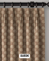 Tailored Pleat Organic Linen Curtains - Minimal Floral Design | Light Filtering/Blackout Options | Customizable Sizes | Single or Set