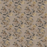 Taupe Brown & Beige Artistic Floral Linen Curtains | Phoenix Bird Print | Light Filtering/Blackout | Single/Set of 2